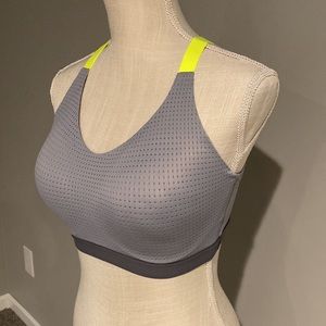Victoria’s Secret - Victoria Sport, Sports Bra. Size: 34DD Color: Gray / Yellow